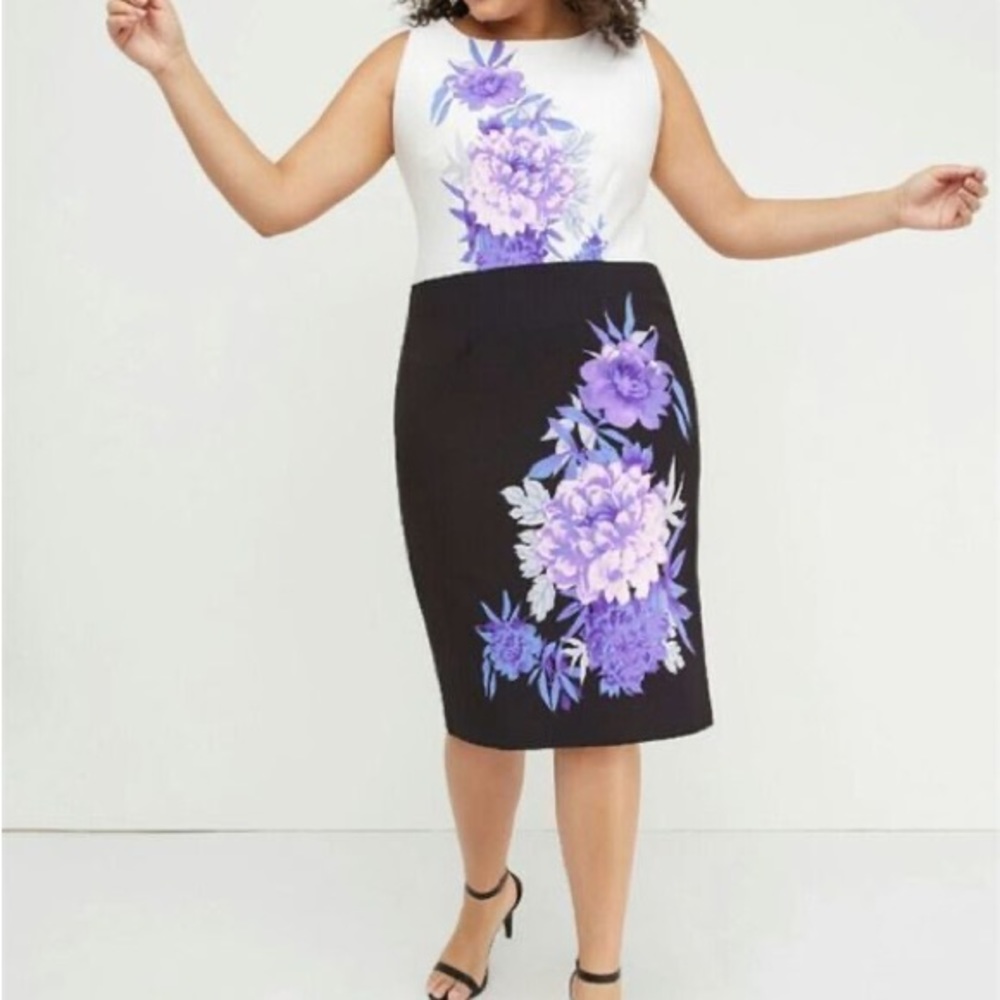 Lane Bryant Floral Colorblock Sheath Dress Size 12, NWT!
